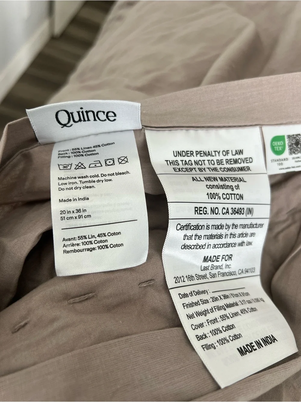 Quince - New European Linen Cotton Stitch Quilt with Shams- King/CalKing Stone